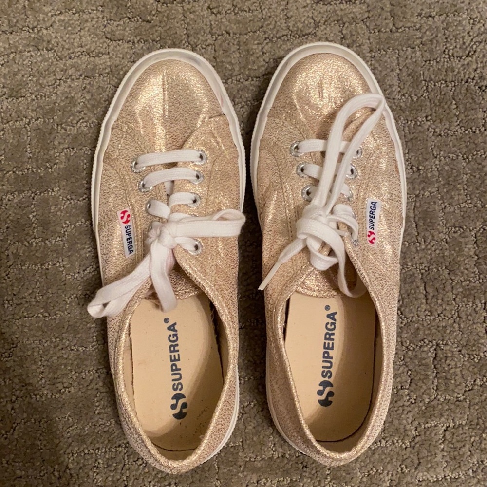 Gold sparkly Superga Sneakers